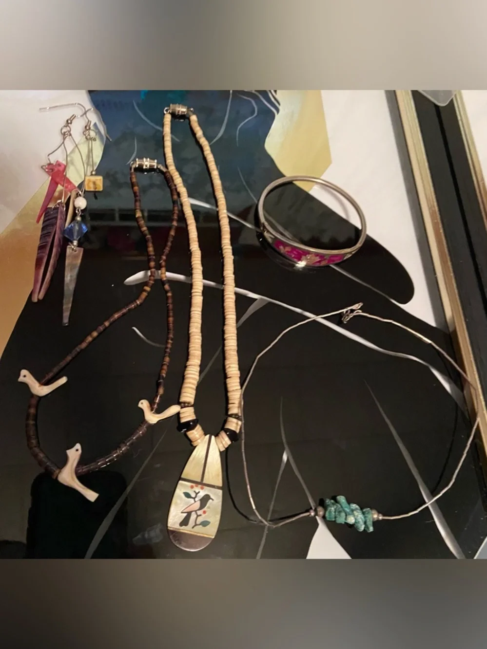Vintage Native American- 3Necklaces, 1Bracelet, &1 pair Earrings #100